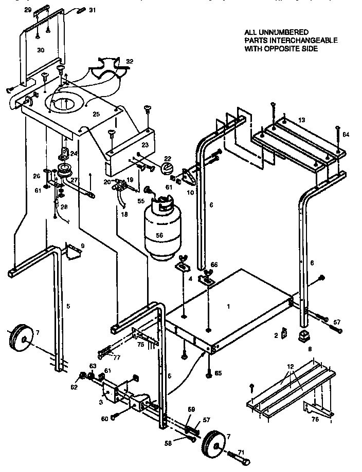 Deluxe cart with side burner