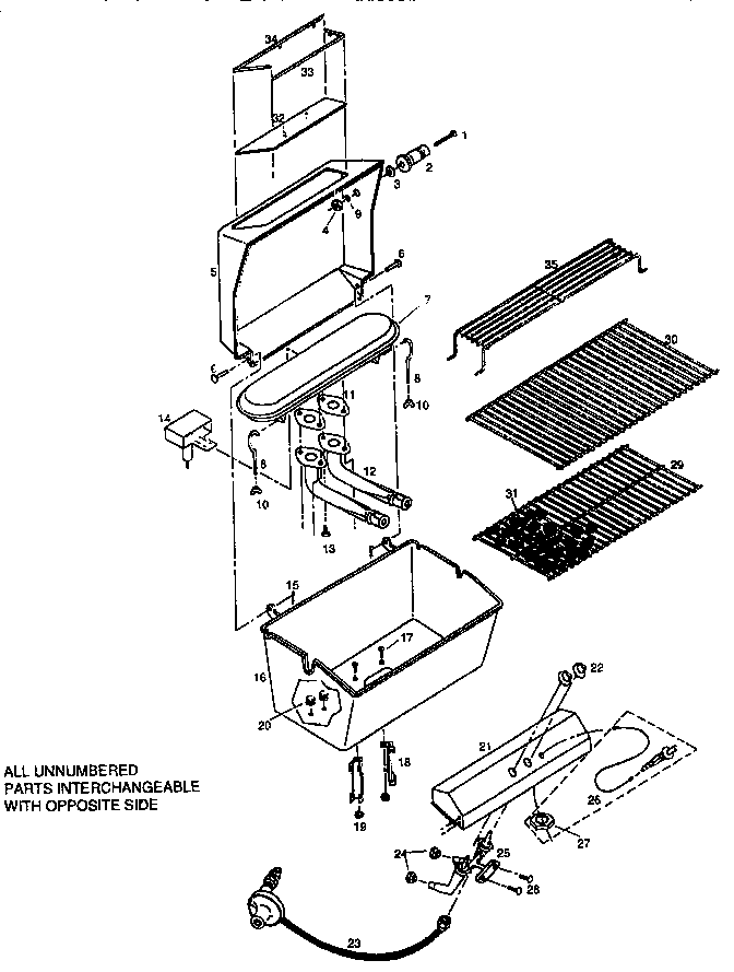 Grill and burner section