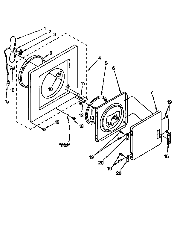 Dryer front panel and door