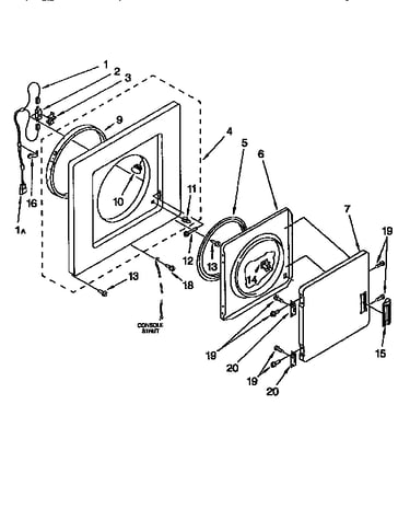 Dryer front panel and door