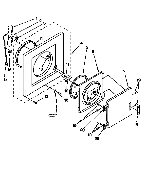 Dryer front panel and door