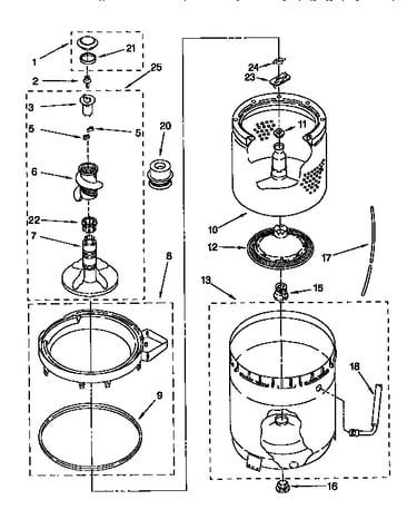Agitator, basket and tub