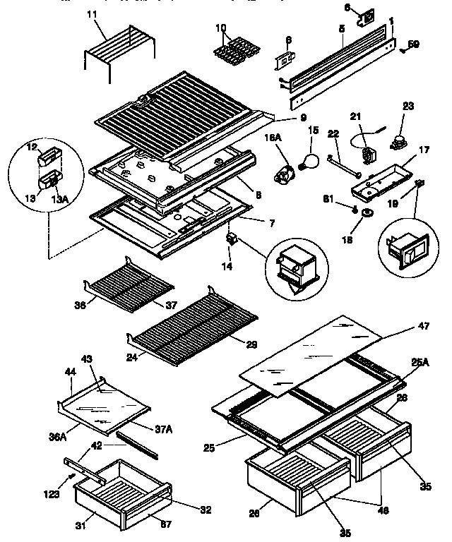 Separator and shelves