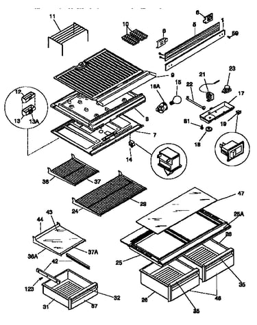 Separator and shelves