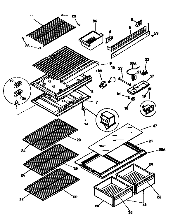 Separator and shelves