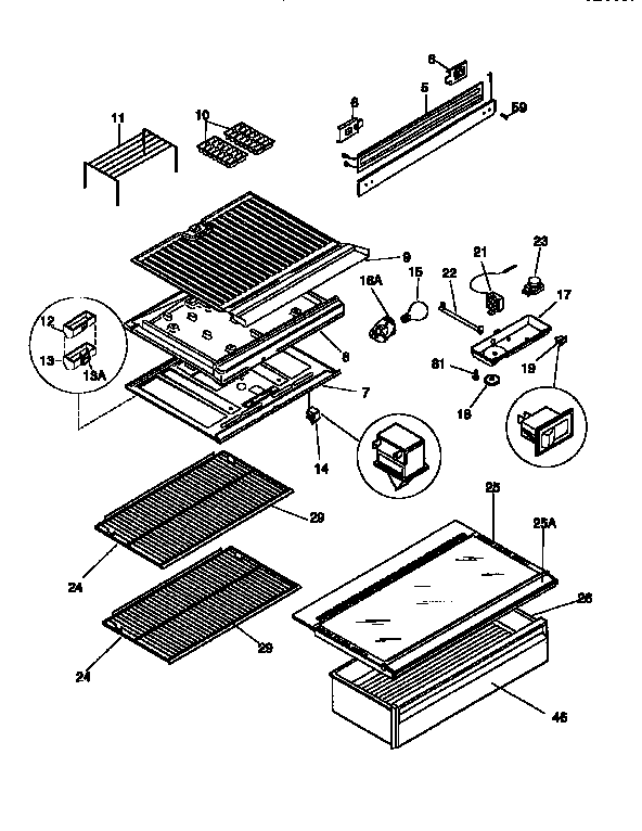 Separator and shelves