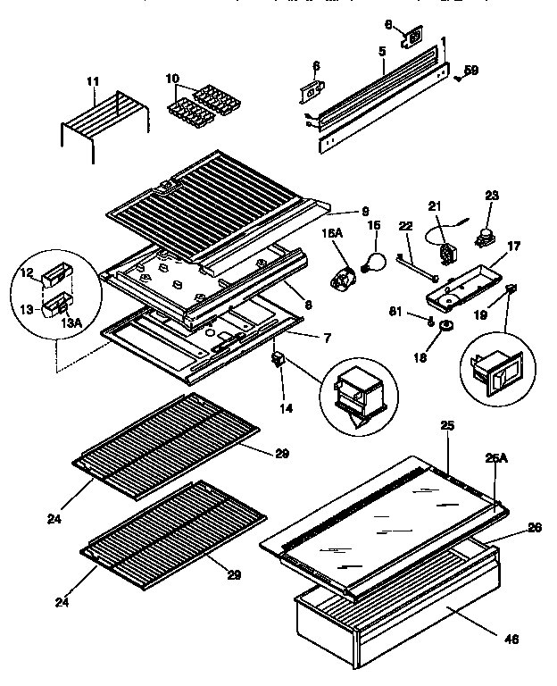 Separator and shelves