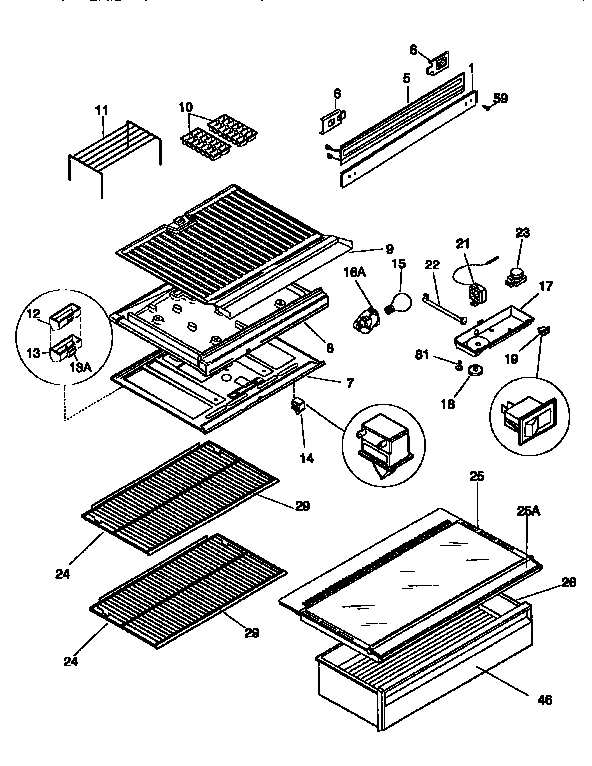 Separator and shelves