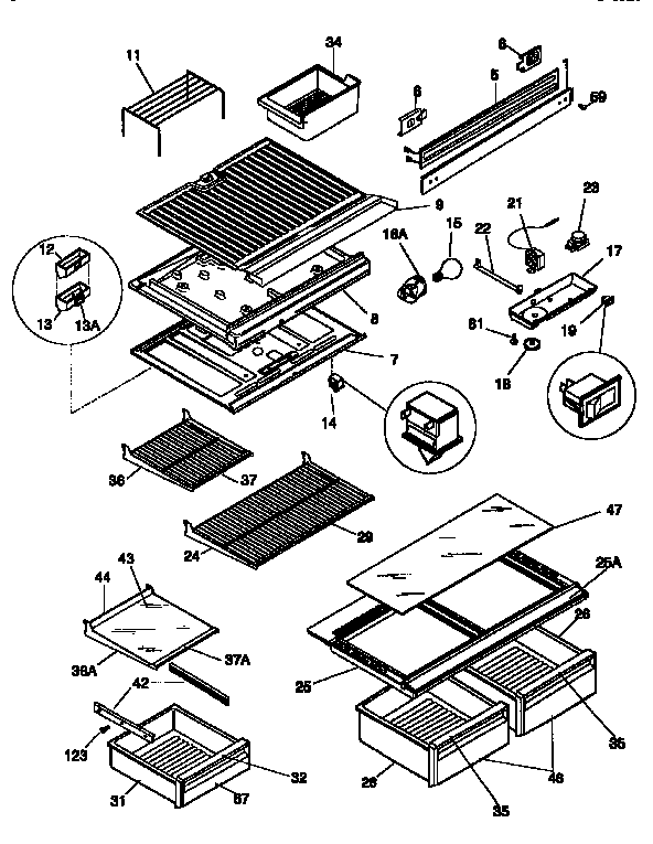 Separator and shelves