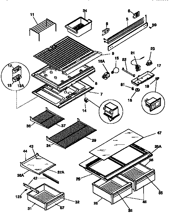 Separator and shelves
