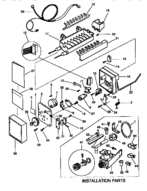 Installation parts and mold-body assembly