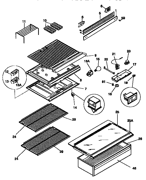 Separator and shelves