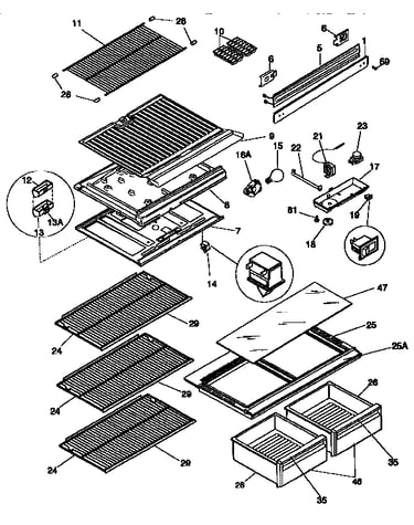 Separator and shelves