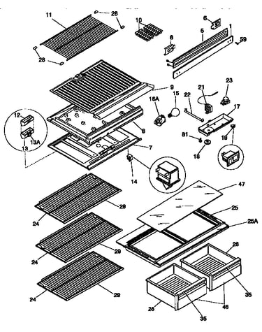 Separator and shelves