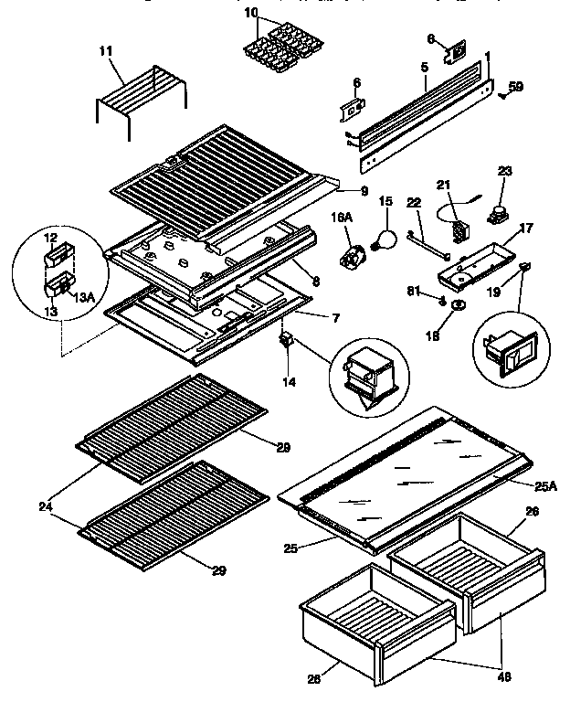 Separator and shelves