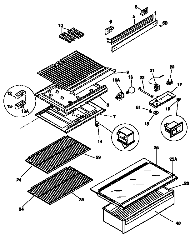 Separator and shelves
