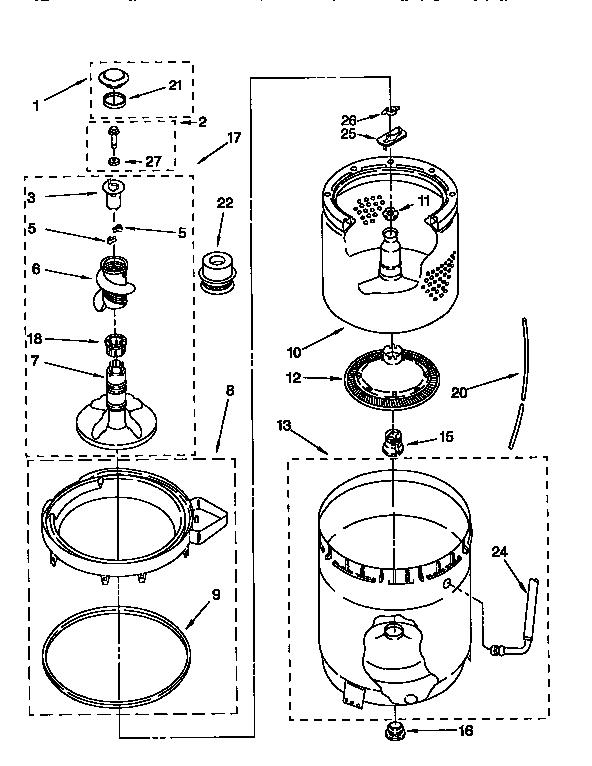 Agitator, basket & tub