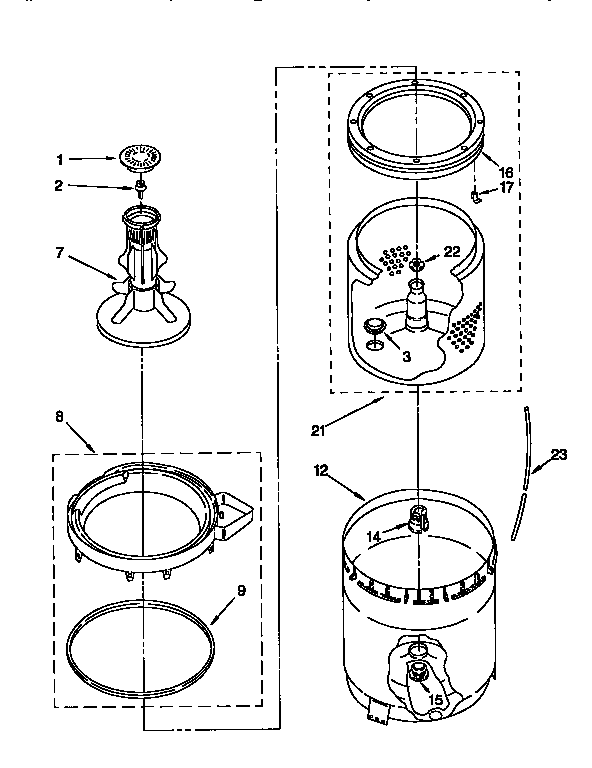 Agitator, basket & tub