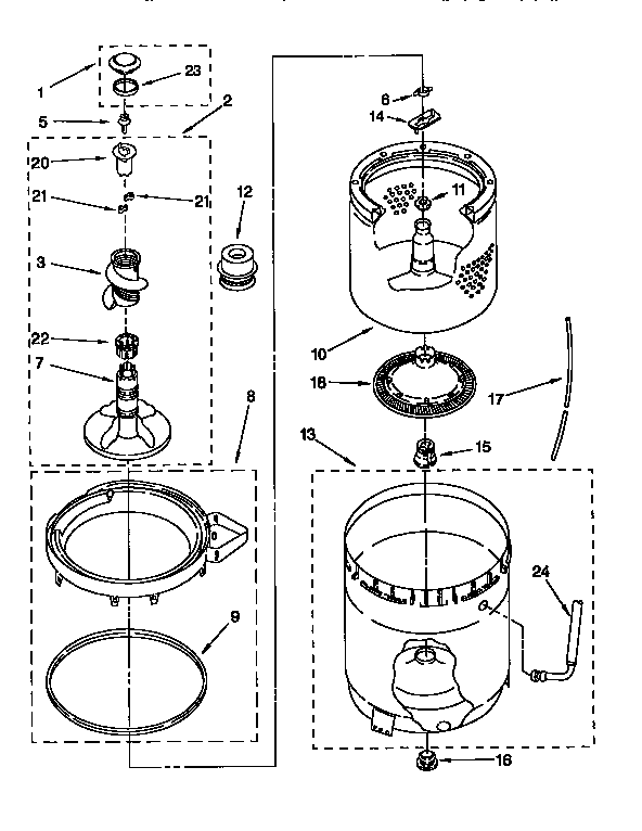 Agitator, basket & tub