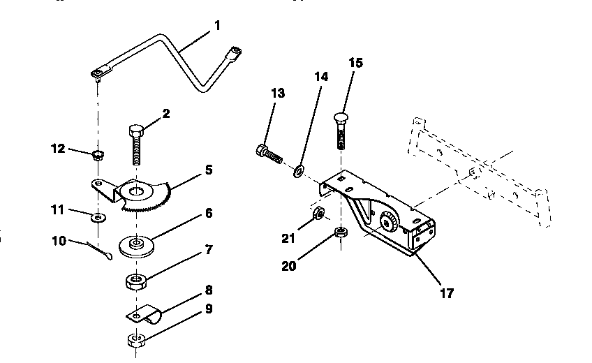 Sector gear/axle support