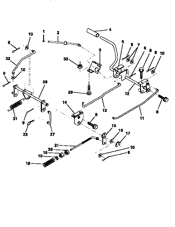 Brake/rear mower lift assembly