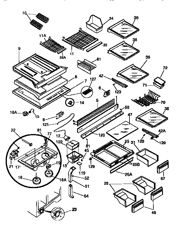 REFRIGERATOR CABINET PARTS