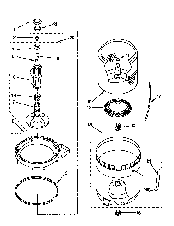 Agitator, basket & tub