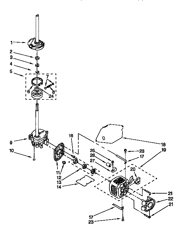 Brake,clutch,gearcase,motor&pump