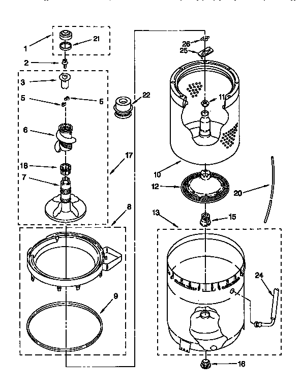 Agitator, basket & tub