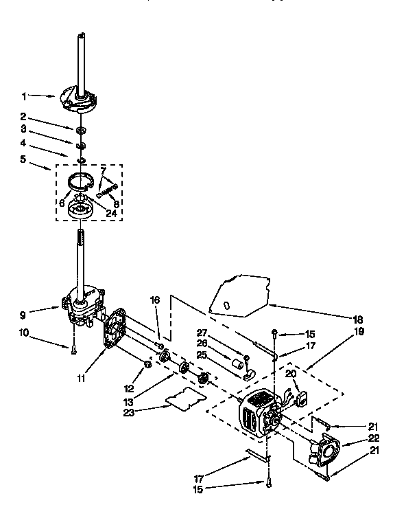 Brake,clutch,gearcase,motor&pump