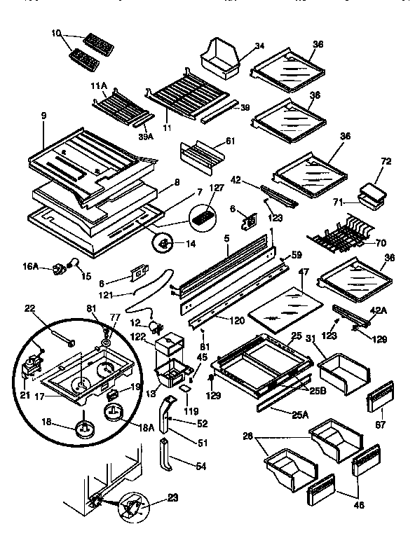 Refrigerator cabinet parts