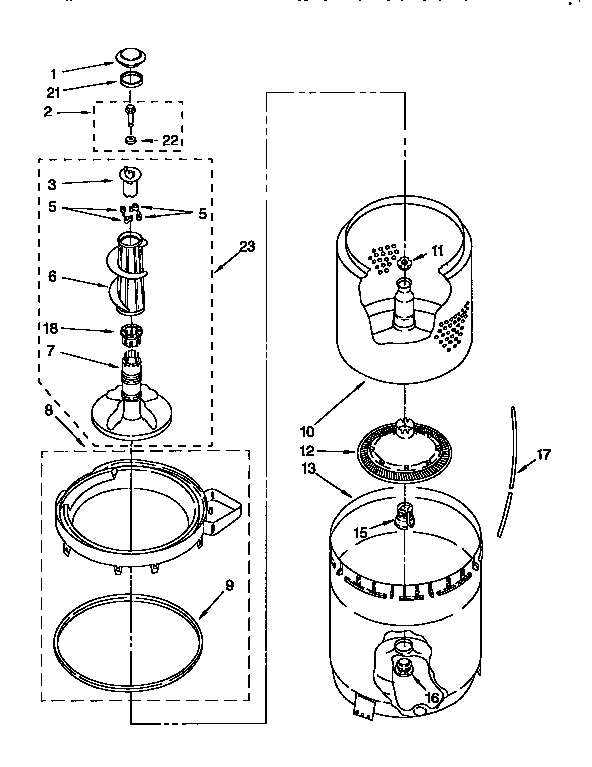 Agitator, basket & tub