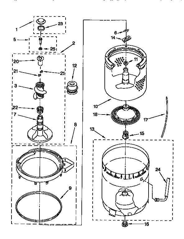 AGITATOR, BASKET & TUB