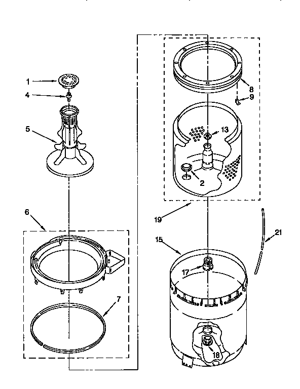 Agitator, basket & tub