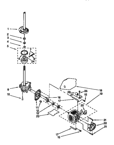 Brake,clutch,gearcase,motor&pump