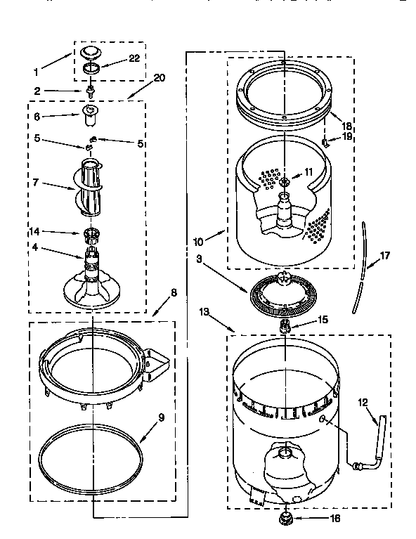 Agitator, basket & tub
