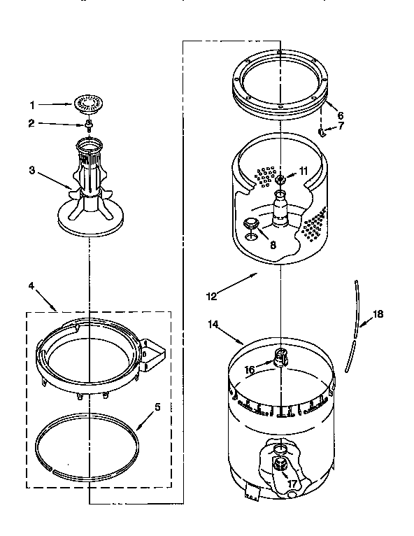 Agitator, basket & tub