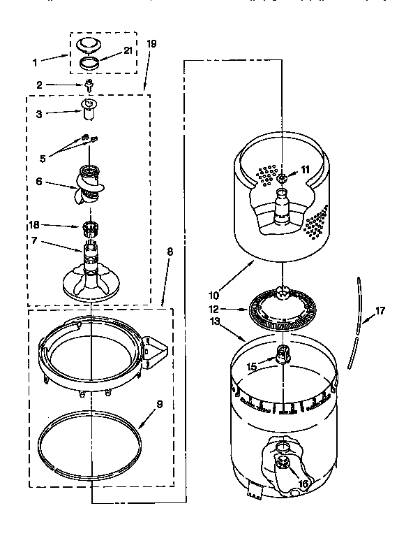 Agitator, basket & tub