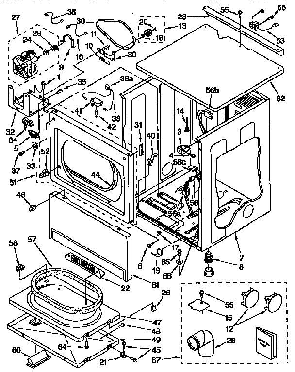 Upper cabinet and front panel