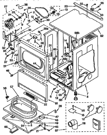 Upper cabinet and front panel