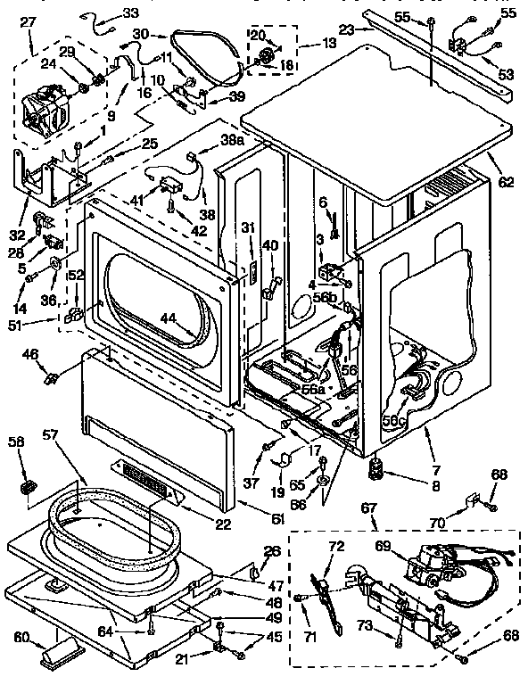 Upper cabinet and front panel