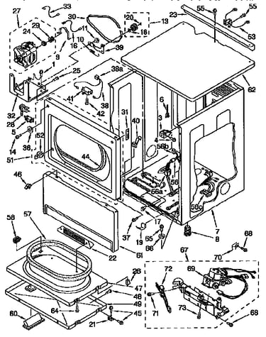 Upper cabinet and front panel