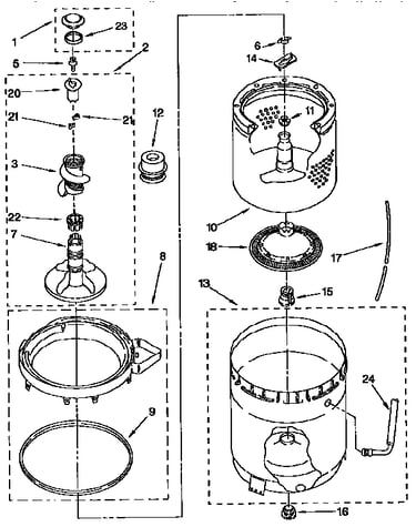 Agitator, basket and tub