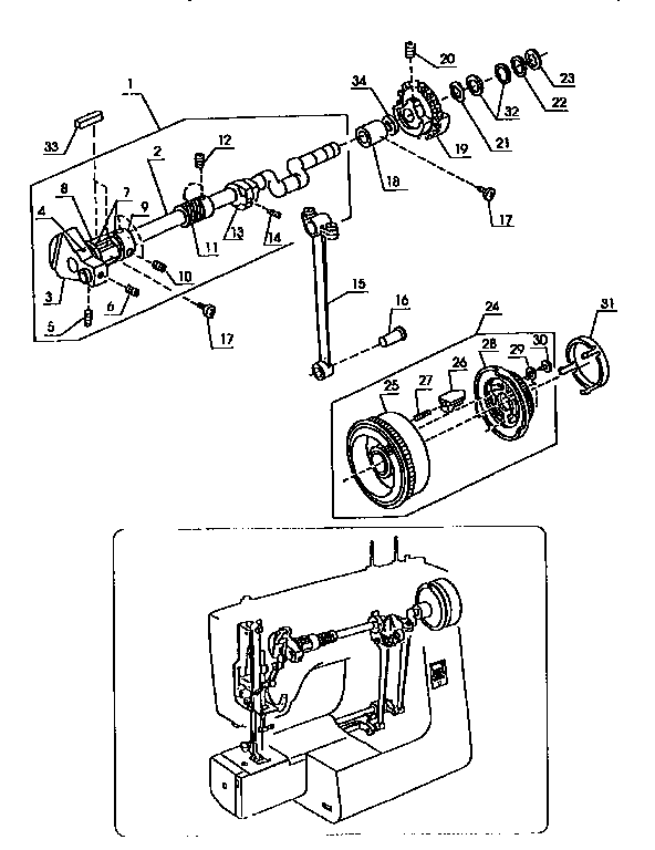 Upper shaft complete and hand wheel assembly