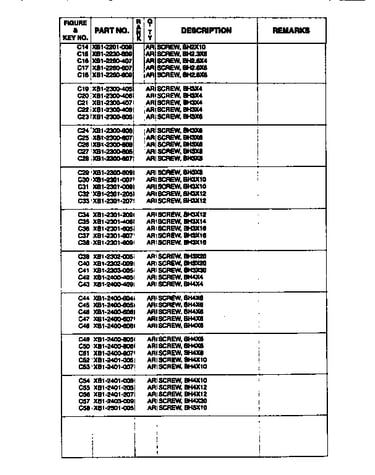 Screw & washer list, cont.
