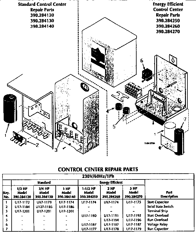 Control center repair parts