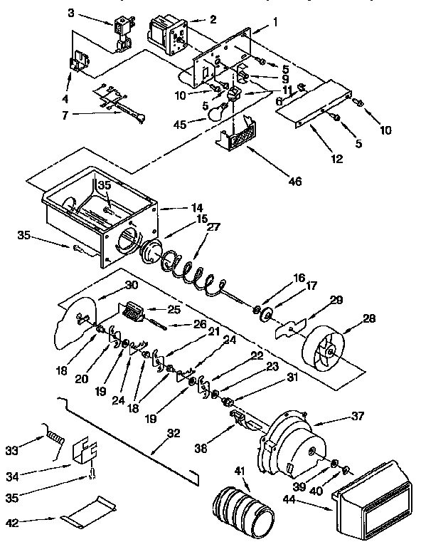 MOTOR AND ICE CONTAINER