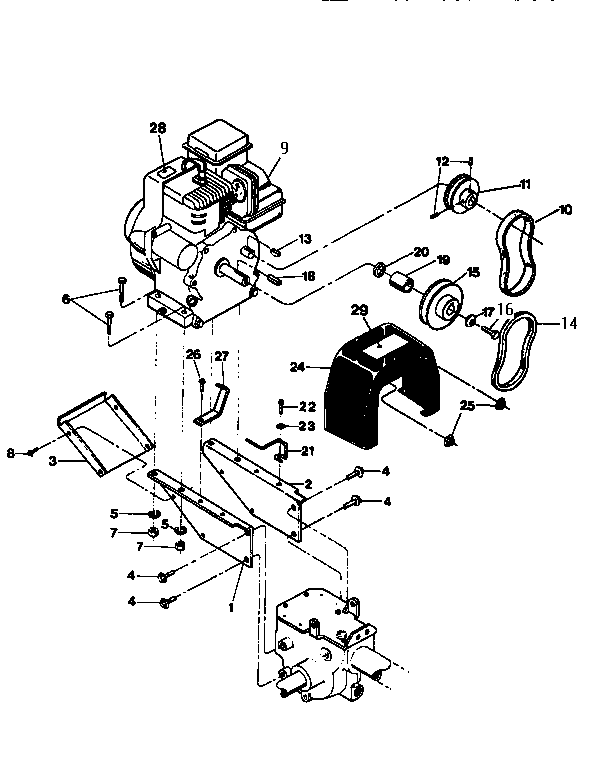 Brackets,pulleys,belts,belt cover