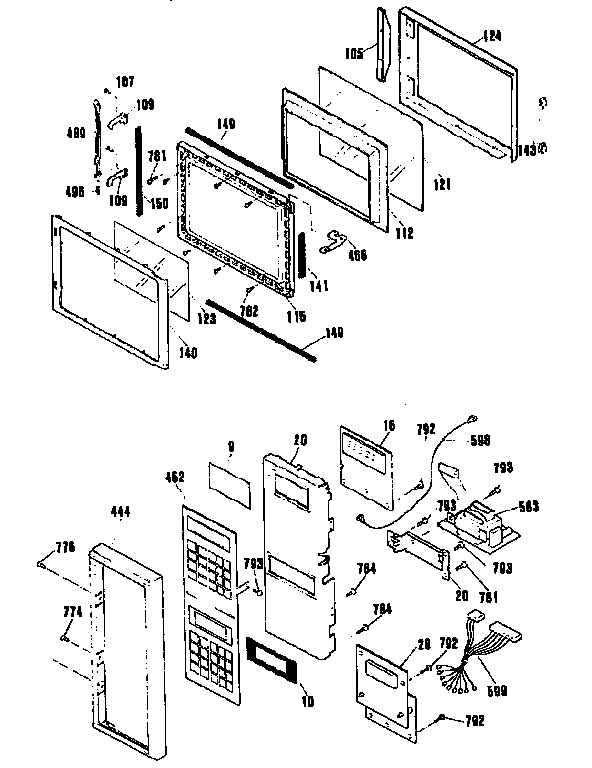 Microwave door and control panel