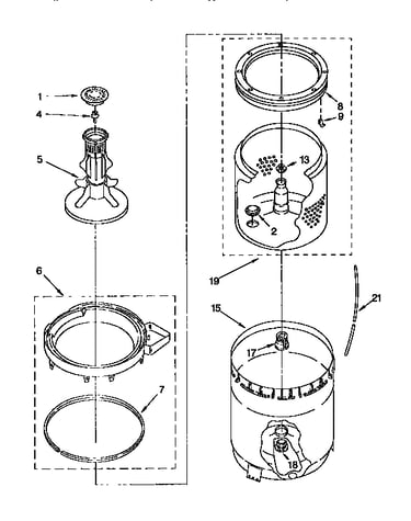 Agitator, basket & tub